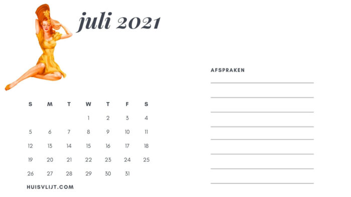 gratis maandkalender juli huisvlijt