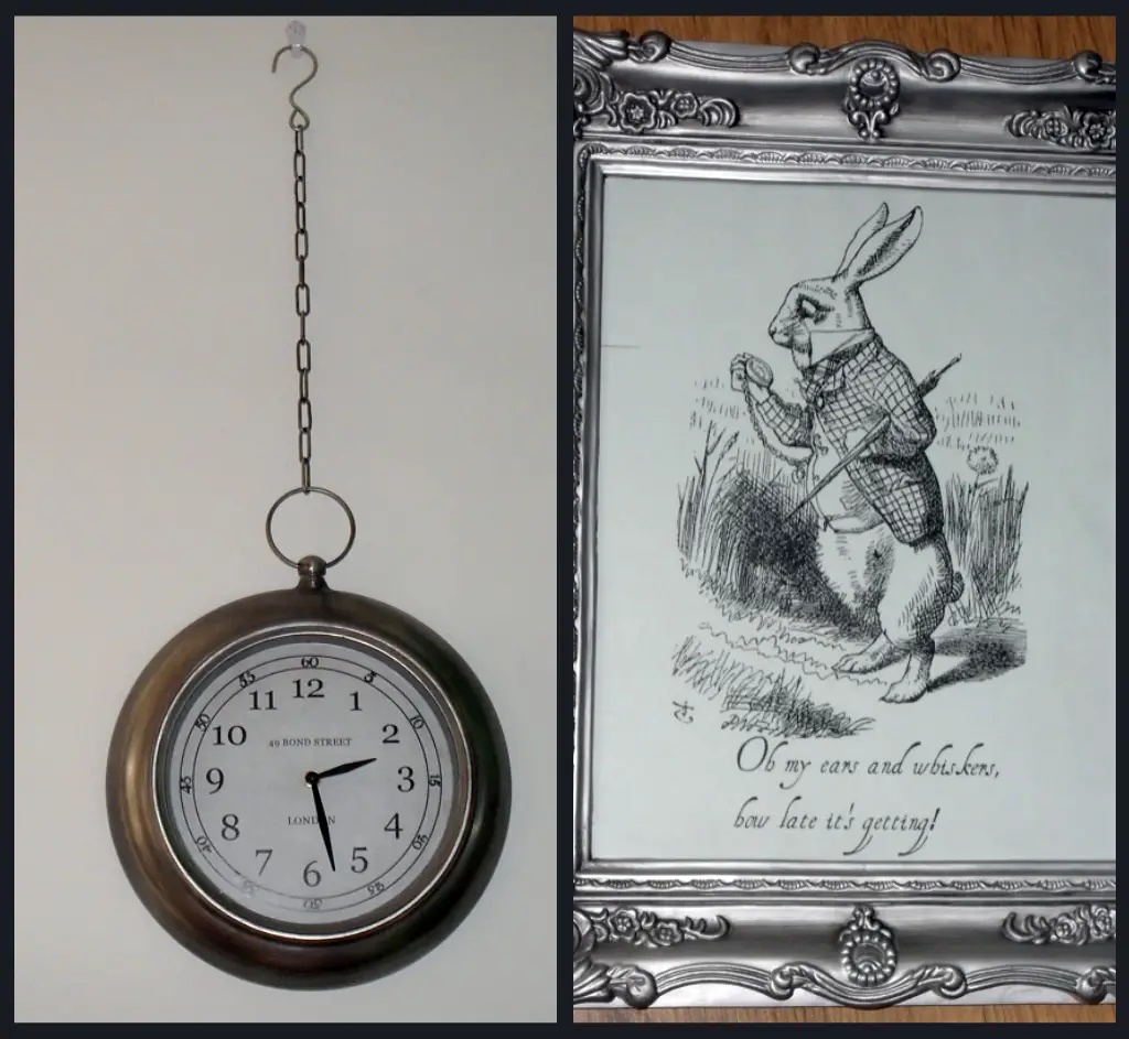 Alice in Wonderland klok, en het belang van op tijd komen 7 Alice in Wonderland klok, en het belang van op tijd komen
