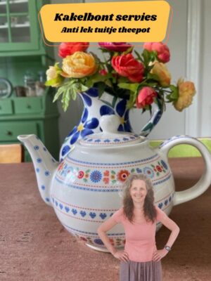 Kakelbont servies: anti lek tuitje theepot nodig
