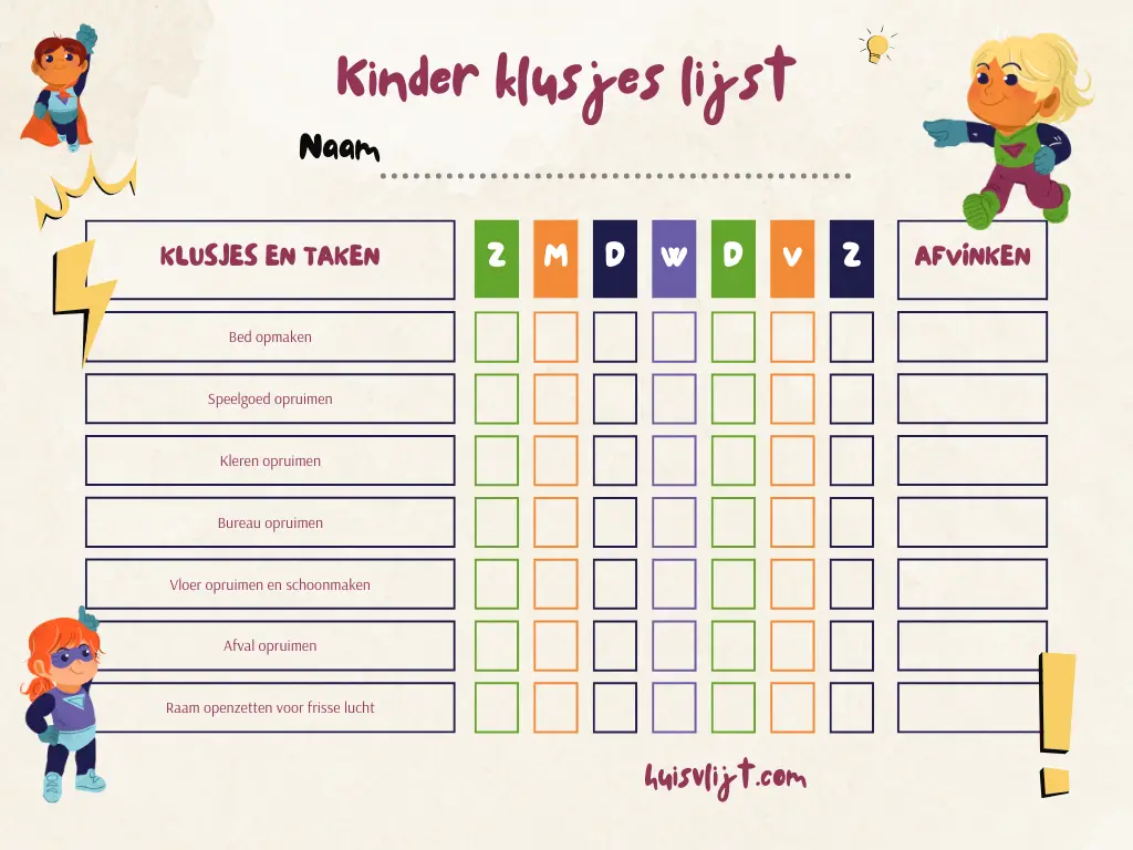 takenlijst kinderen