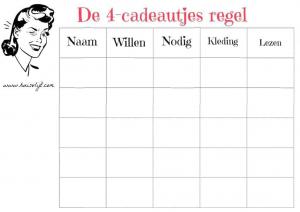 4 cadeautjes regel