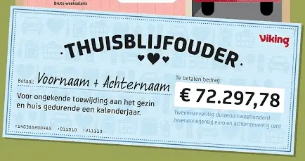 Thuisblijfouders salaris ad €72.297,78 per jaar