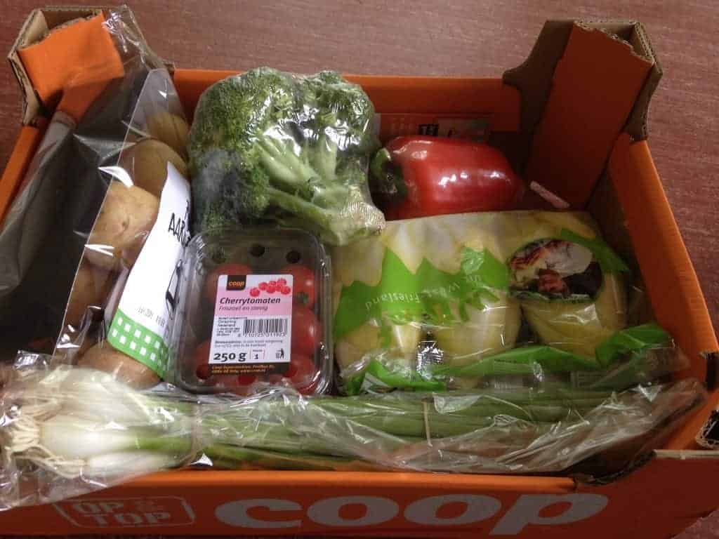 Groentebox van 5,- Coop. Jammer van die broccoli...