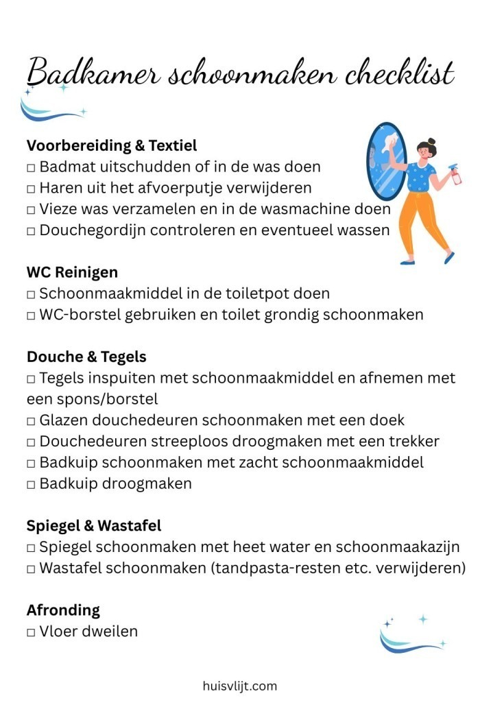 badkamer schoonmaken checklist