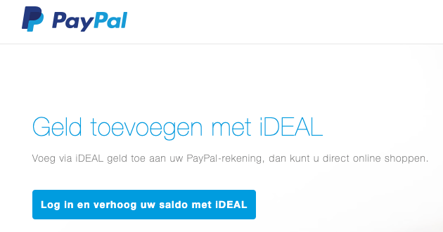 paypal iDeal opwaarderen