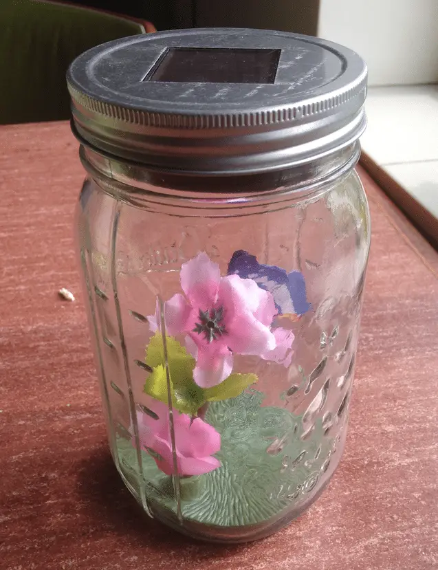 Mason jar die licht geeft + een bloem er in! 1 mason jar met licht