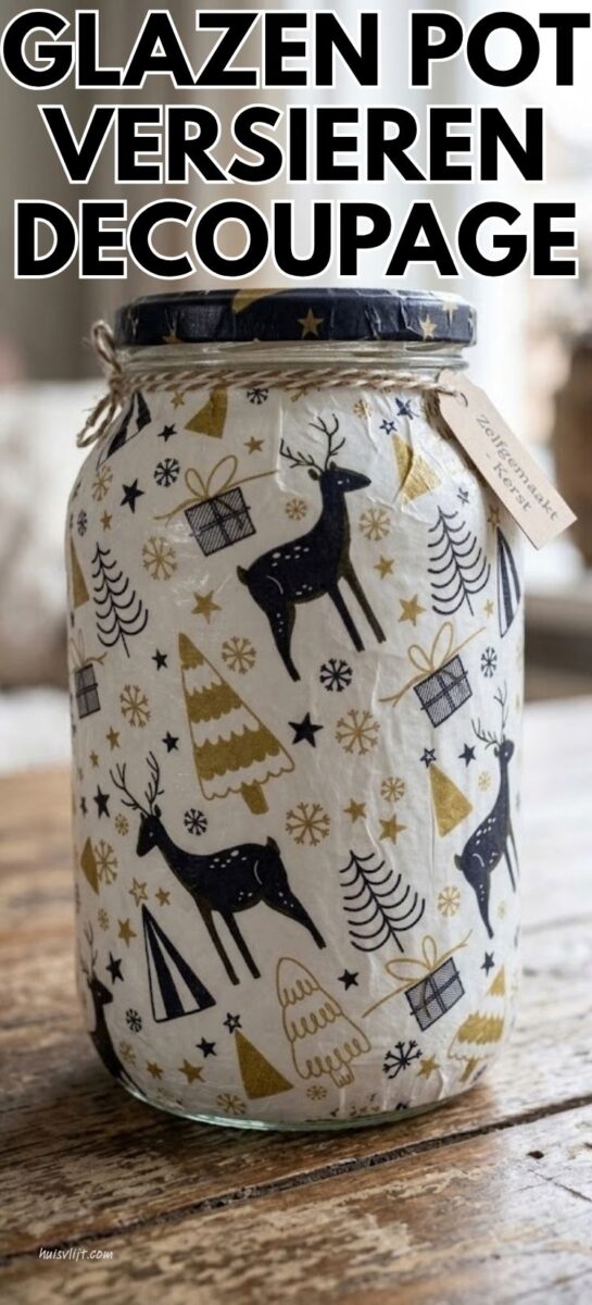 glazen pot versieren kerst