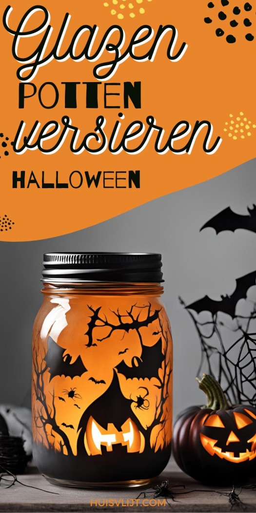 glazen potten versieren halloween