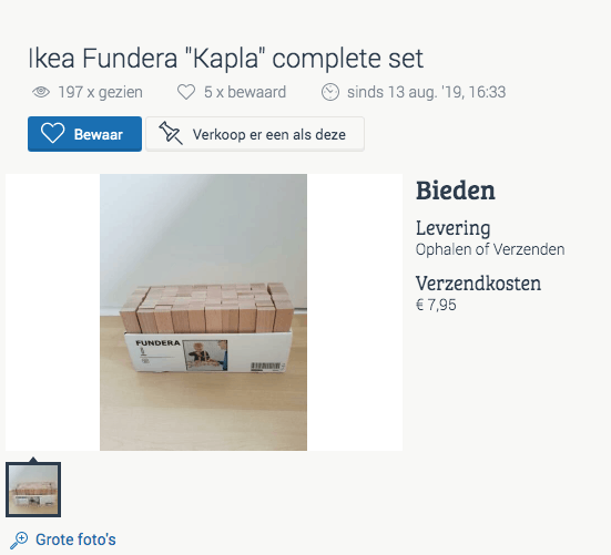 Fundera Kapla van Ikea