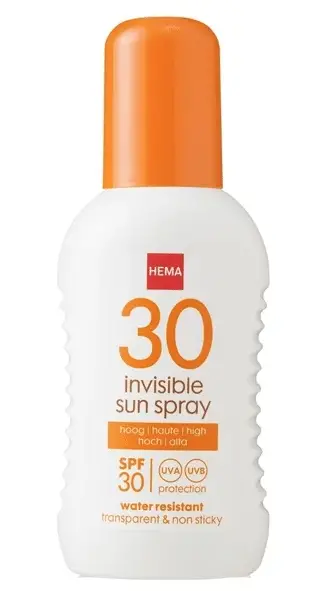 Hema zonnebrandmiddel: 30 invisible sun spray