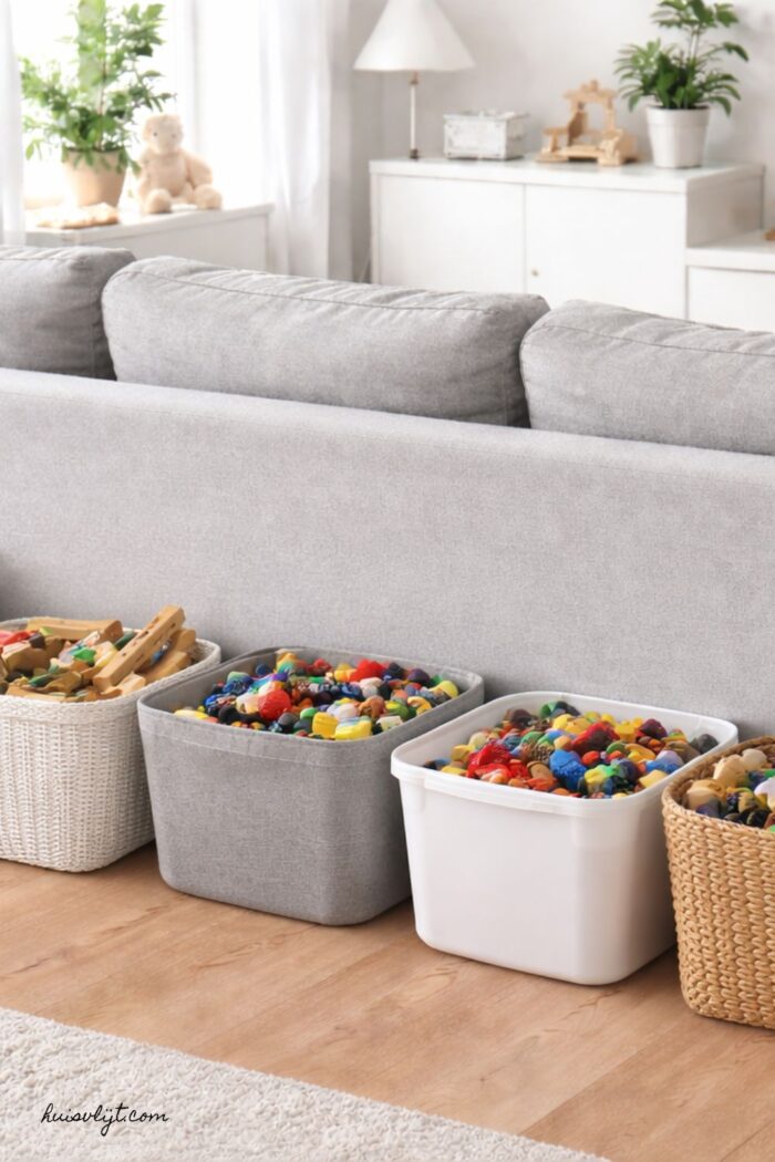 speelgoed opbergen woonkamer mand