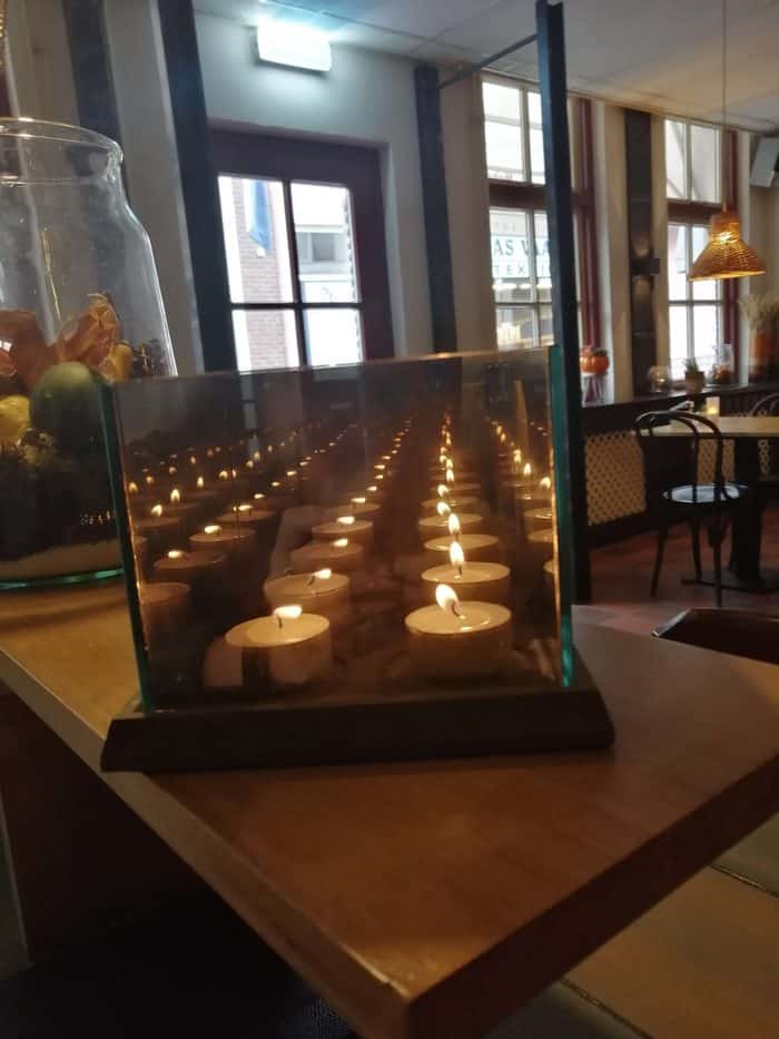 Waxinelichthouder met spiegelglas