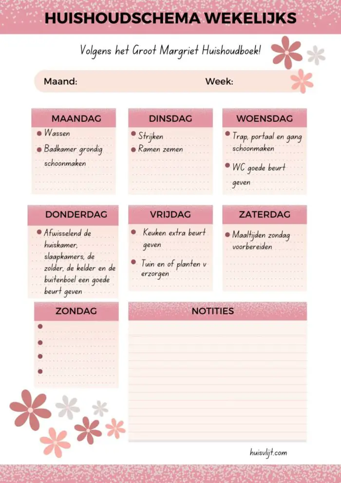 huishoudschema wekelijks