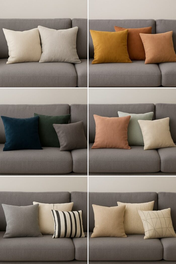 sierkussens grijze bank