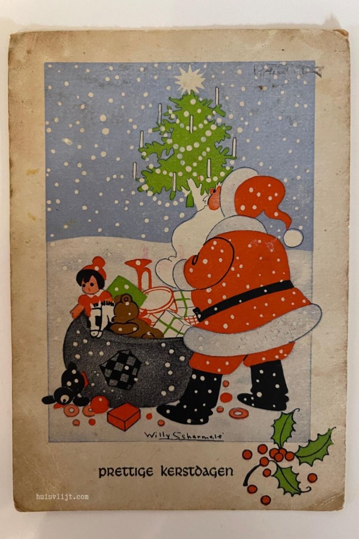 vintage kerstkaarten snow post card 