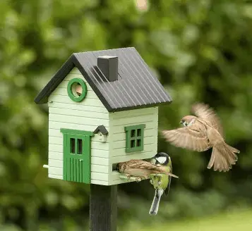 vogelhuisjes op paal