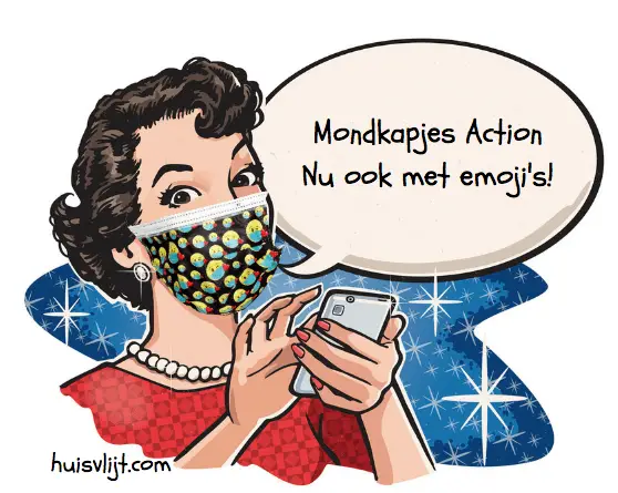 Hema mondkapje wasbaar + Action mondkapjes met emoji's