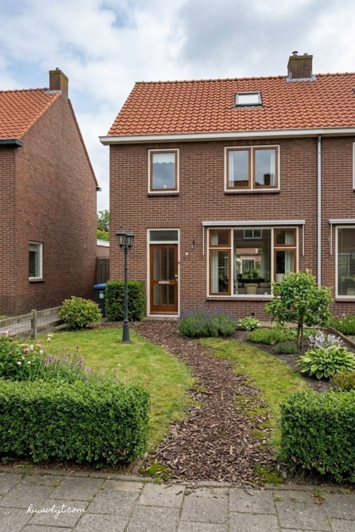 tuinpad met houtsnippers