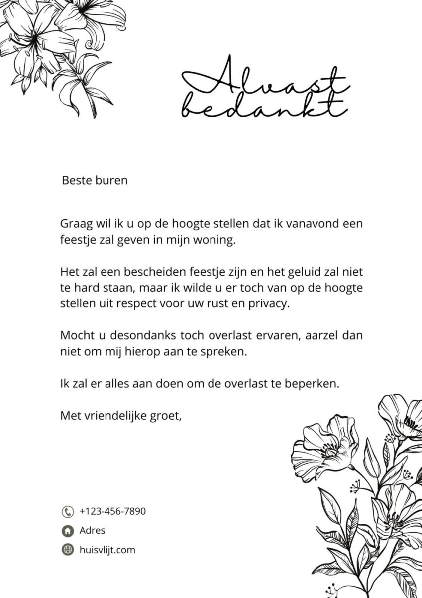 briefje buren feestje