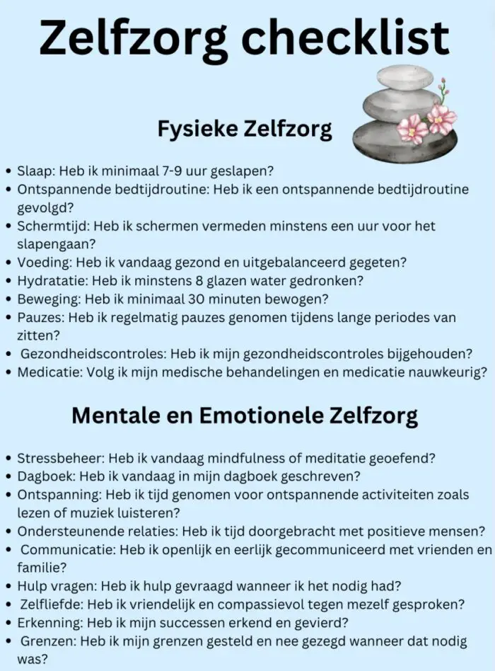 Zelfzorg voor dummies: een andere kijk op zelfzorg! 2 zelfzorg checklist