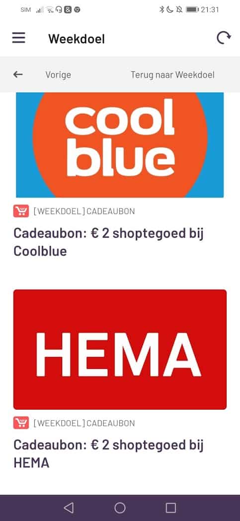 Samen Gezond app: mijn eerste Hema cadeaubon!