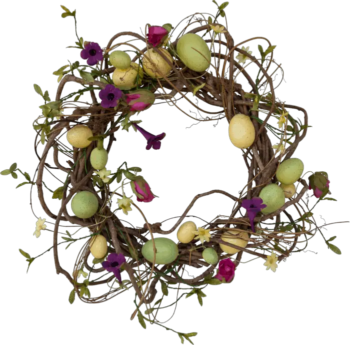 wreath in the form of a nest with eggs