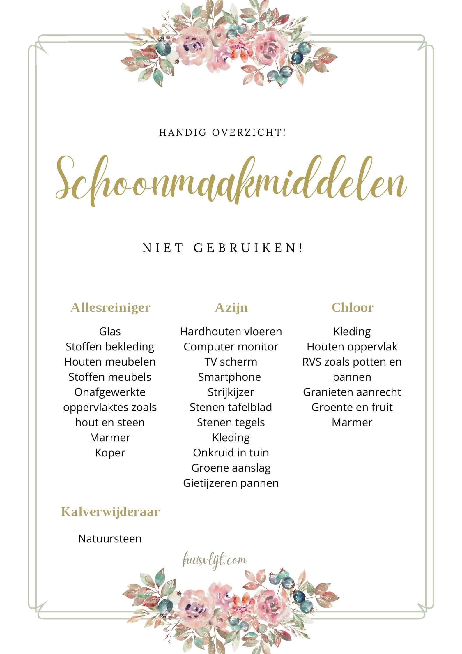 Veilig schoonmaken x 4 + gratis printable!