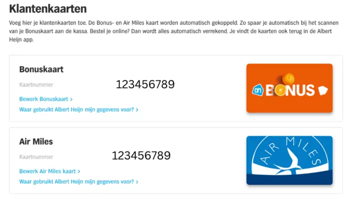 bonuskaart koppelen aan airmiles