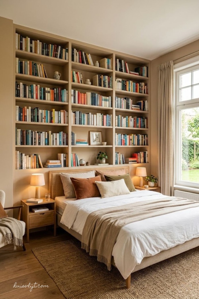 slaapkamer boeken muur