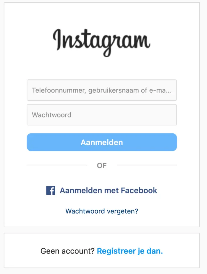 inloggen instagram