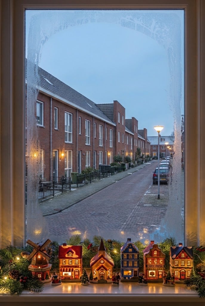 Kerst vensterbank decoratie: zo maak je het sfeervol 3 kerst huisjes vensterbank