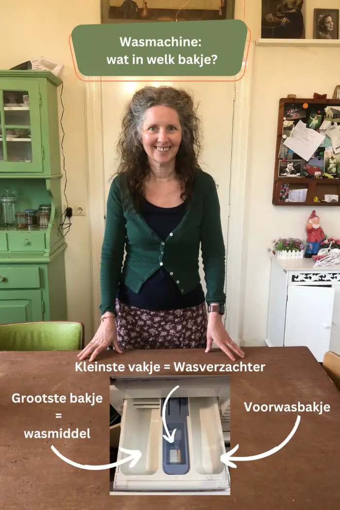 wasmachine wat in welk bakje