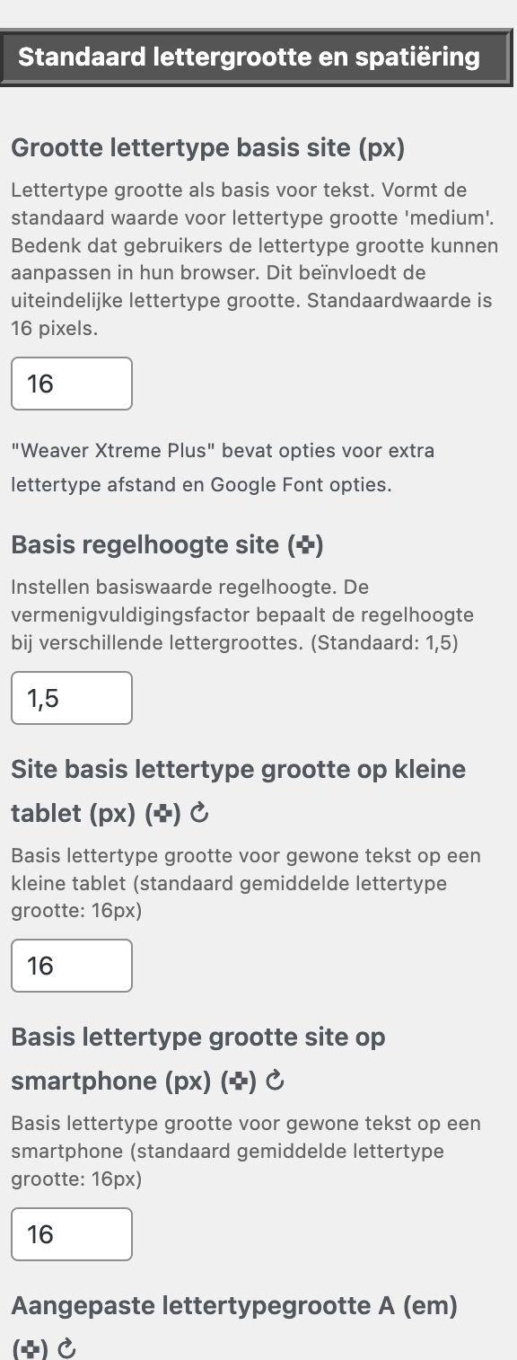 font size