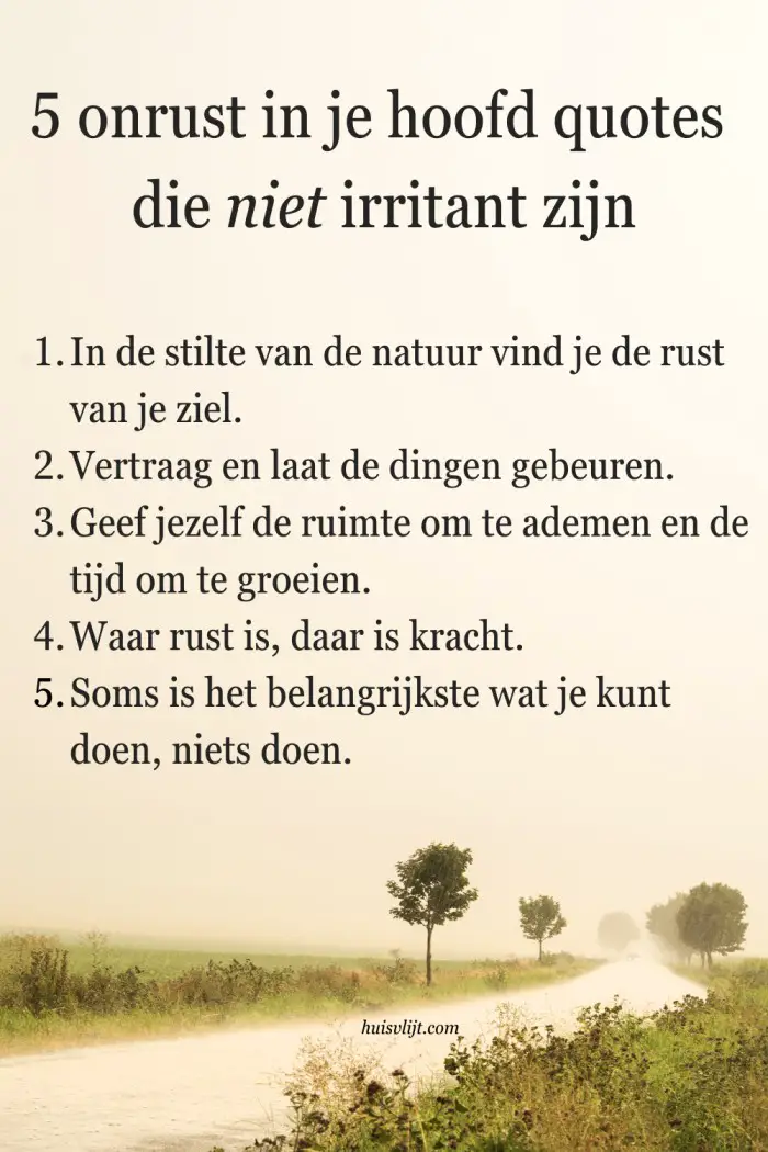onrust in je hoofd quote