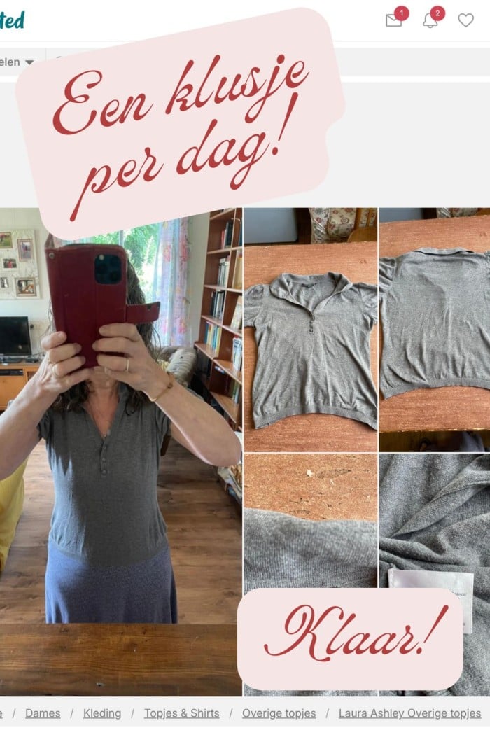 Klusje per dag: Laura Ashley truitje op Vinted zetten! 2 klusje per dag vinted