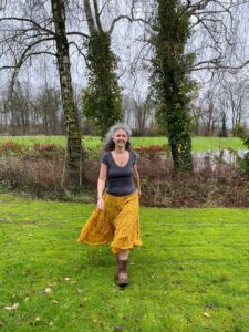 gele strokenrok yessica