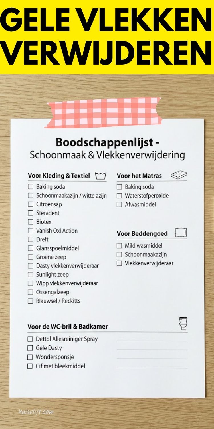 Gele vlekken verwijderen: simpele tips voor kleding, matrassen en meer! 6 schoonmaakmiddelen voor gele vlekken