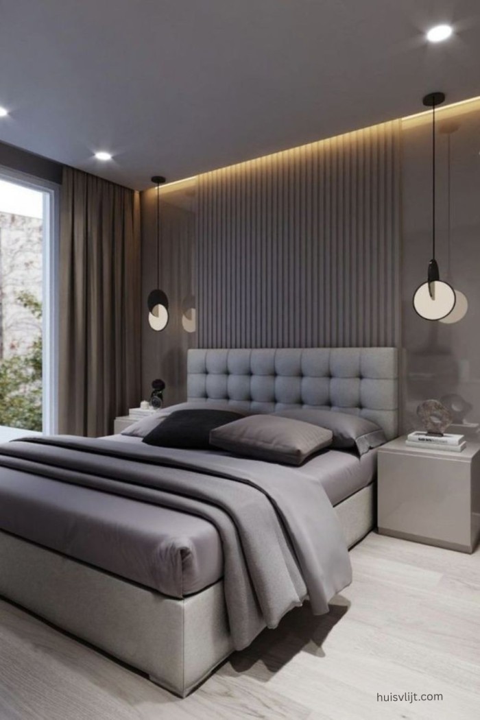 grijze boxspring slaapkamer
