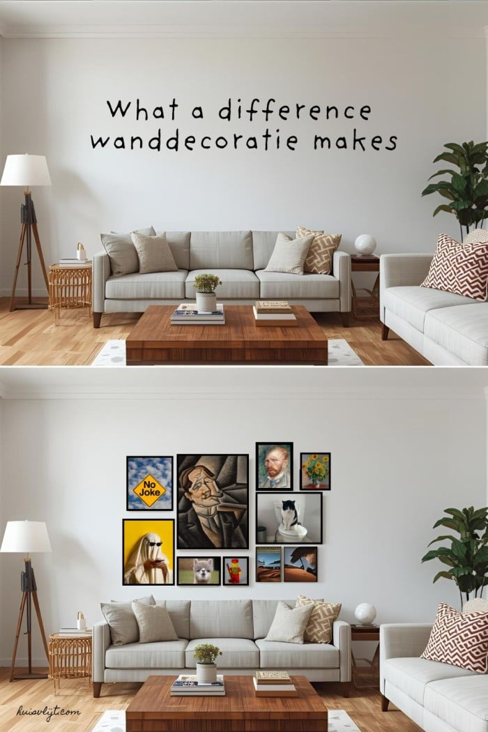 wanddecoratie woonkamer boven bank