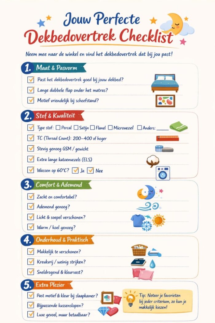 dekbedovertrek checklist