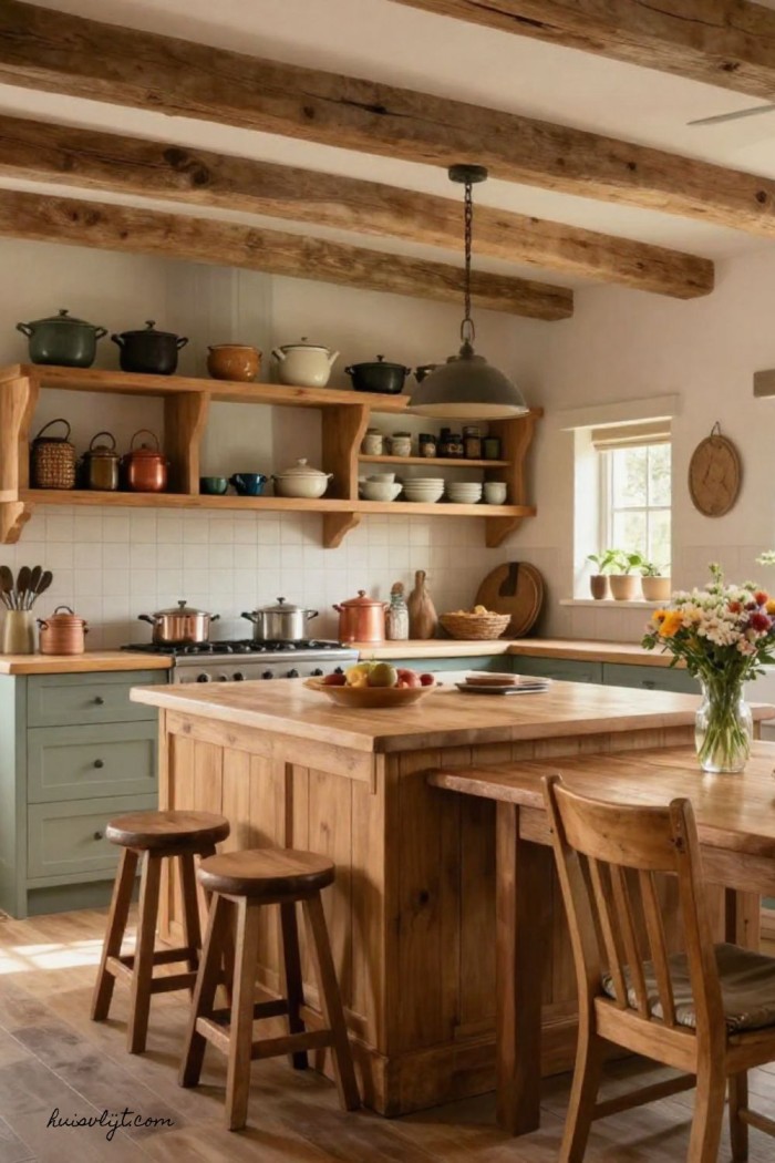 landelijke leefkeuken met eiland