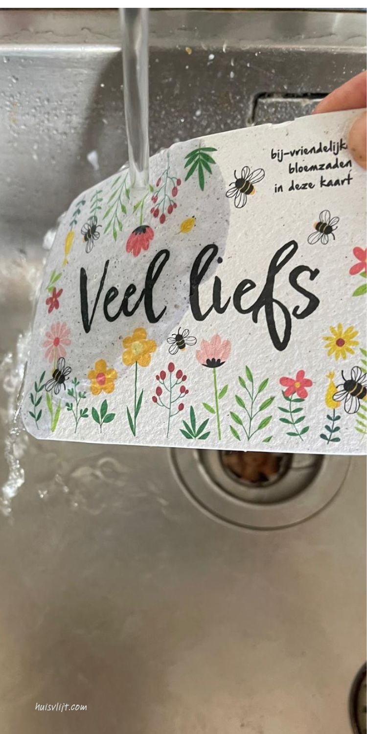 Een ansichtkaart met bloemenzaadjes cadeau 2 bloemdzaadjes cadeau