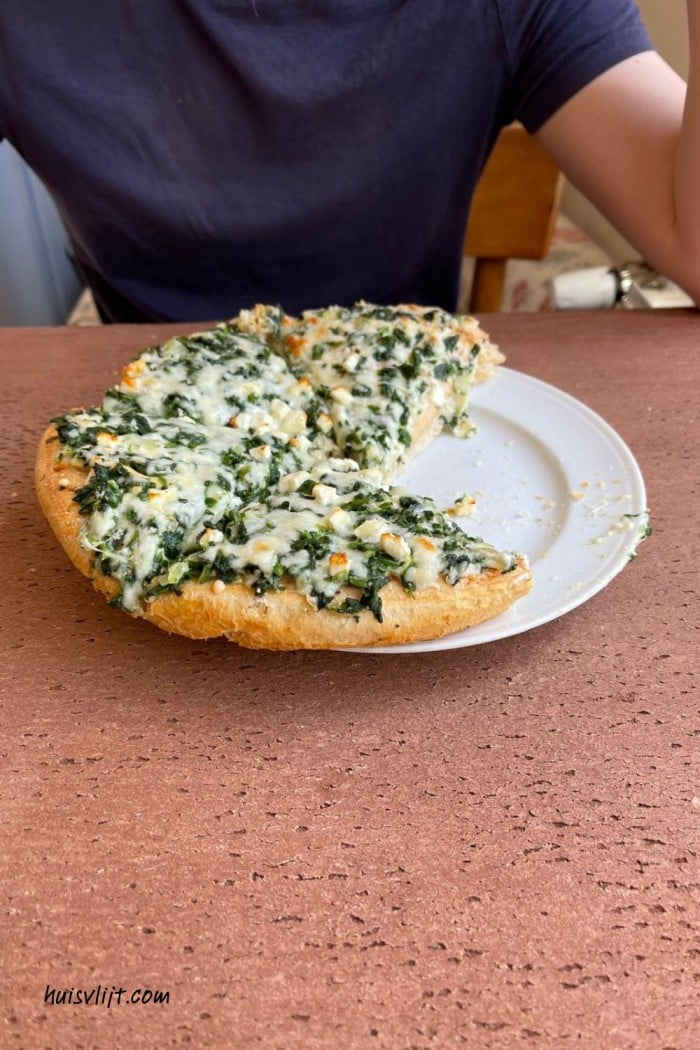 In Duitsland boodschappen doen (dit hebben ze in Nederland niet meer) 1 spinazie pizza 1