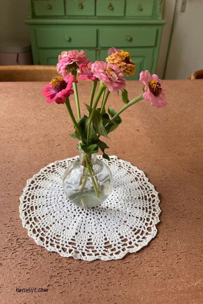 Zinnias in een vaasje en grote plannen! 1 zinnias in een vaasje